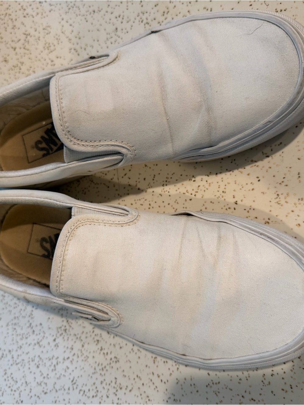 Vans Men’s Slip-On Canvas Loafers in Off-White